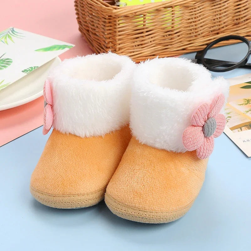 Newborn Baby Girls and Boys Soft Booties Solid Pompom Snow Boots