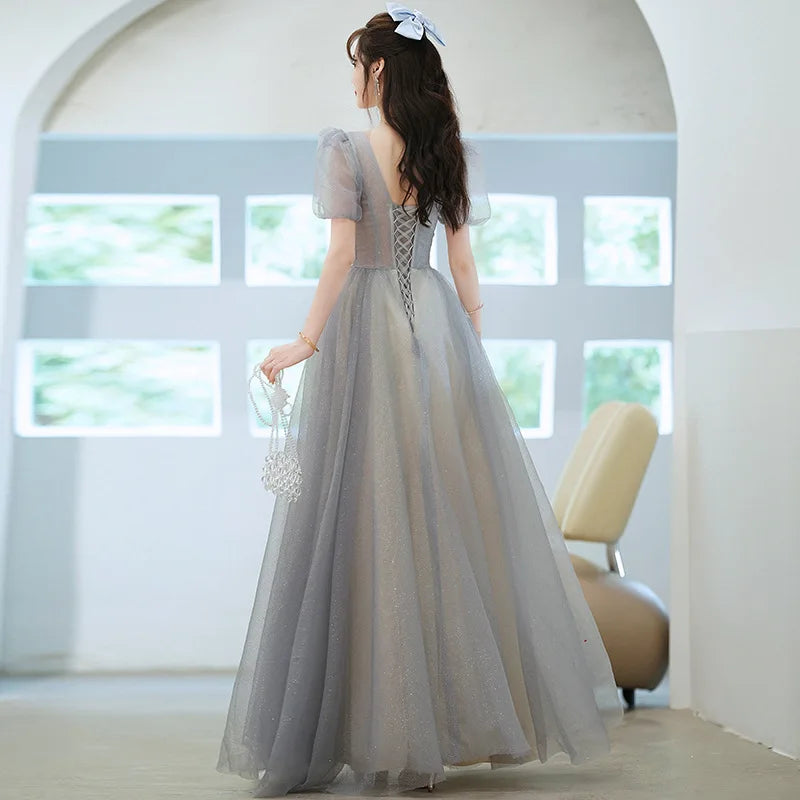 Evening Prom Dresses for Women Sparkling Puff Sleeve