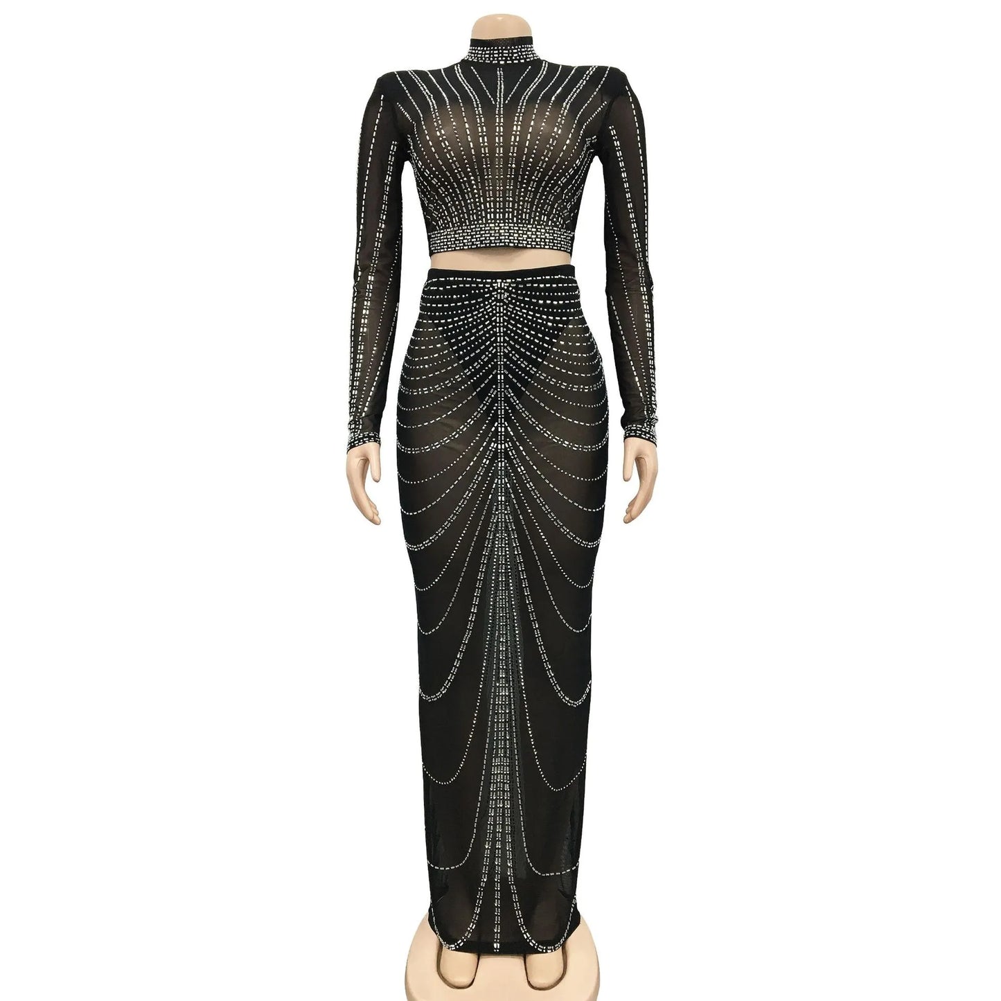 Mesh Maxi Bodycon Elegant Party Sparkly Rhinestone For party Dress