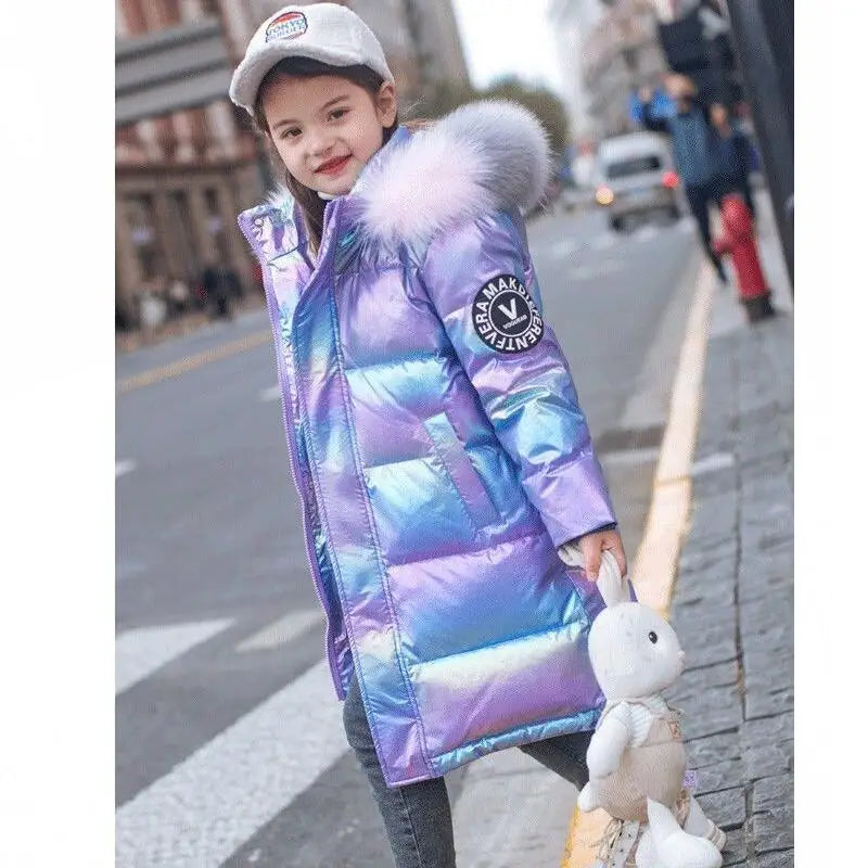 Winter Boys and Girls Jacket Long Style Hooded 3-14 Years Old