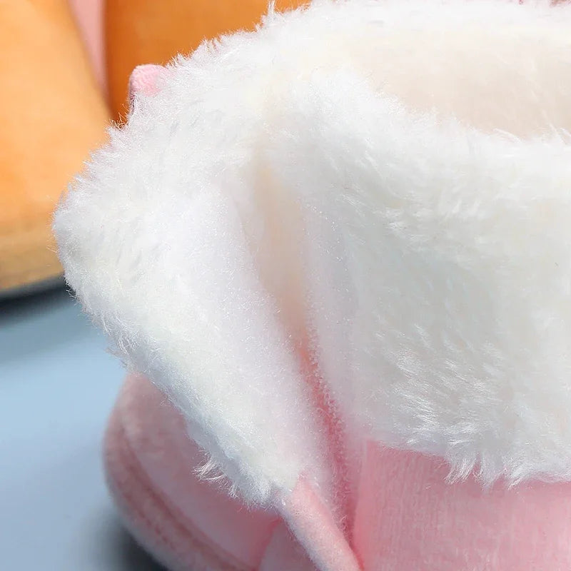Newborn Baby Girls and Boys Soft Booties Solid Pompom Snow Boots