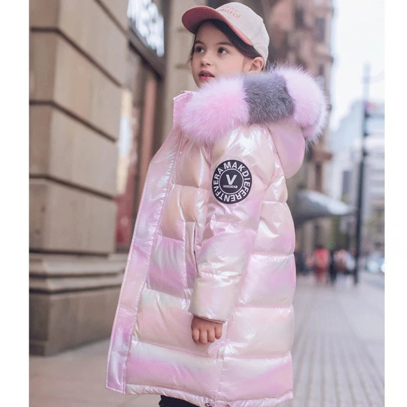 Winter Boys and Girls Jacket Long Style Hooded 3-14 Years Old